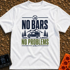 No Bars No Problem - T-Shirt in White - A graphic design featuring the text "NO BARS NO PROBLEMS" and a crossed-out cell...