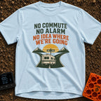 Wake Up Alarm Free - T-Shirt in Chambray - An illustration of a classic motorhome driving toward a fork in a paved road...