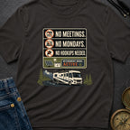 No Meetings No Mondays No Hookups Needed - T-Shirt