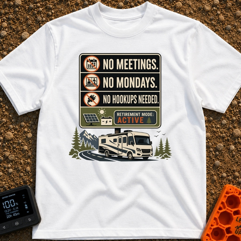 No Mondays No Hookups - T-Shirt in White - A graphic resembling a sign with crossed-out icons for a calendar, a video...