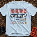 Scenic Detours Only - T-Shirt in Chambray - A vintage-style graphic resembling a travel receipt with bold text reading...