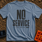 No Bars No Problem - T-Shirt in Blue Jean - The design features the large stacked text "NO SERVICE", where the inside of...