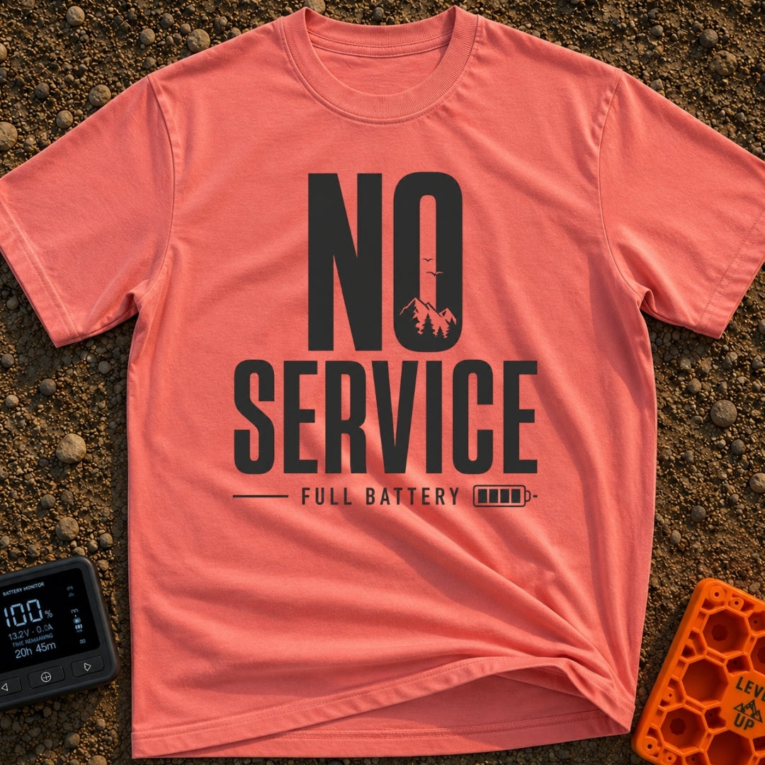 No Bars No Problem - T-Shirt in Watermelon - The design features the large stacked text "NO SERVICE", where the inside of...