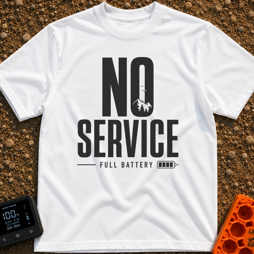 No Bars No Problem - T-Shirt in White - The design features the large stacked text "NO SERVICE", where the inside of the...