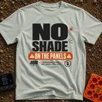 Do Not Throw Shade - T-Shirt in Bay - A typographic design with the large text "NO SHADE" above an orange banner that...