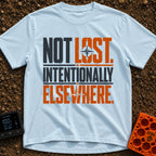 Wander Intentionally Elsewhere - T-Shirt in Chambray - A distressed typography design displaying the phrase "NOT LOST....