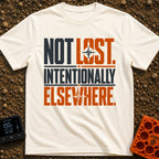 Wander Intentionally Elsewhere - T-Shirt in Ivory - A distressed typography design displaying the phrase "NOT LOST....