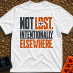 Wander Intentionally Elsewhere - T-Shirt in White - A distressed typography design displaying the phrase "NOT LOST....