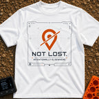 Not Lost Just Elsewhere - T-Shirt in White - A technical-style graphic resembling a digital GPS or tracking screen,...