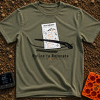 Notice To Roam - T-Shirt in Moss - A black and white illustration of a vehicle's windshield wiper holding down a paper...