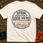 Inspector of Good Views - T-Shirt in Ivory - A circular badge design featuring the text "OFFICIAL INSPECTOR OF GOOD...