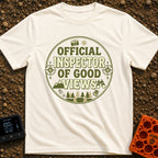 View Quality Inspector - T-Shirt in Ivory - A circular badge design featuring the text "OFFICIAL INSPECTOR OF GOOD VIEWS"...