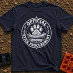 Chief Stick Officer - T-Shirt in Navy - A vintage-style circular badge design featuring a large paw print hovering over a...