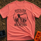 Offline Backup Plan - T-Shirt in Watermelon - A black and white, vintage-style illustration of an axe embedded in a...