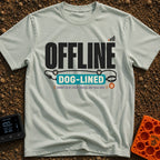 Offline Dog Lined - T-Shirt in Bay - Graphic text reading "OFFLINE" next to a low cell phone signal icon, positioned...