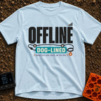 Offline Dog Lined - T-Shirt in Chambray - Graphic text reading "OFFLINE" next to a low cell phone signal icon, positioned...