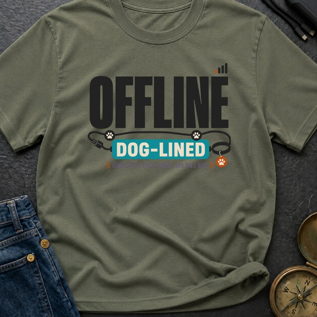 Offline But Dog Lined - T-Shirt