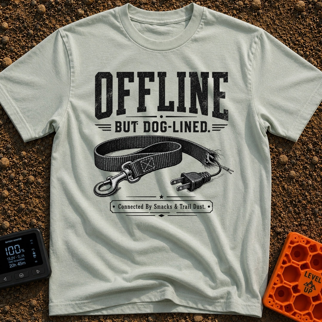 Offline Off The Leash - T-Shirt in Bay - A black and white illustration of a dog leash that has a standard metal snap...
