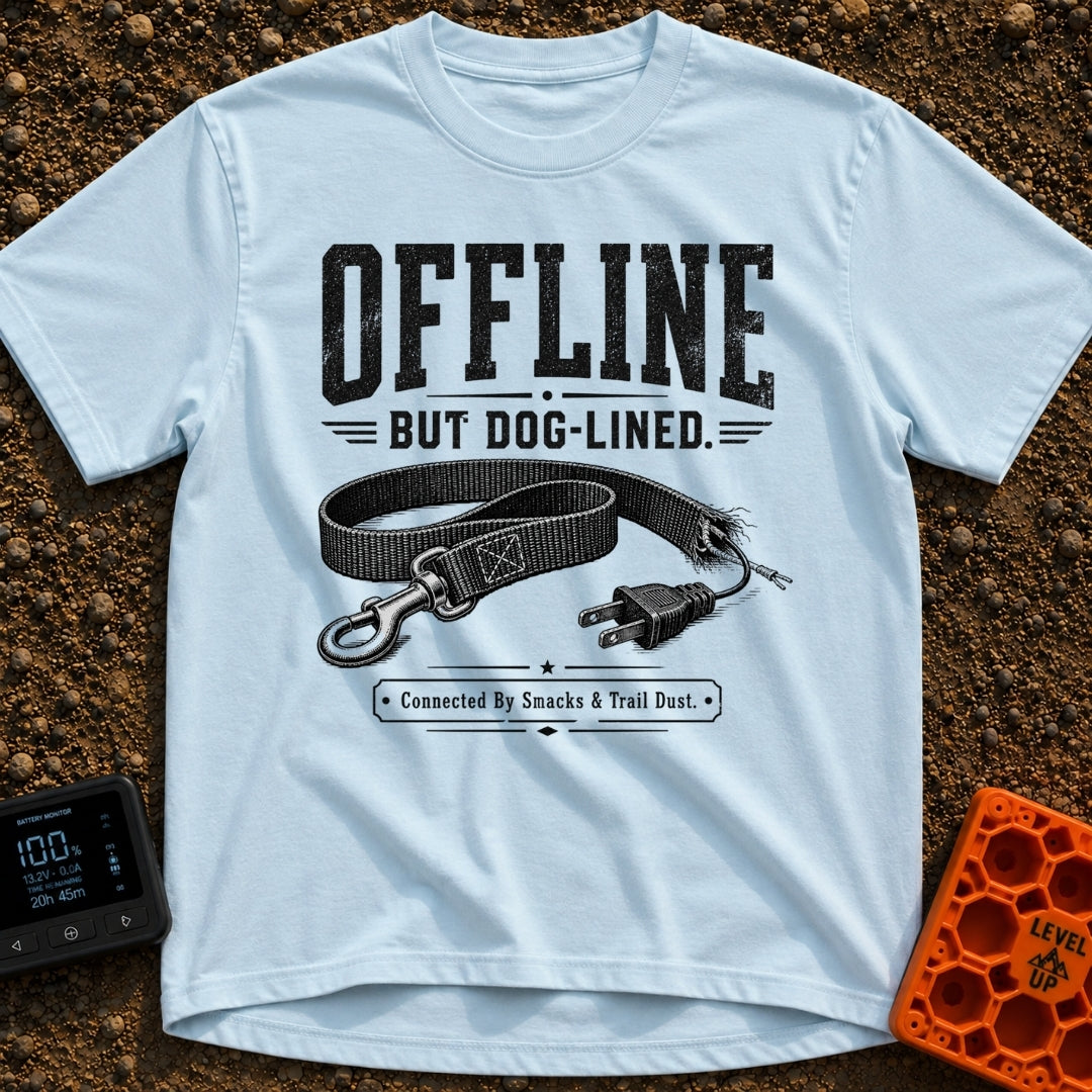 Offline Off The Leash - T-Shirt in Chambray - A black and white illustration of a dog leash that has a standard metal...