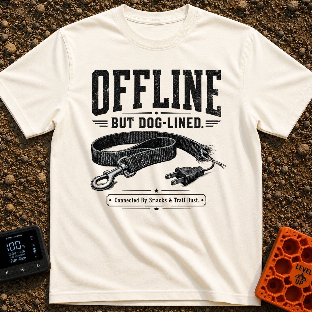 Offline Off The Leash - T-Shirt in Ivory - A black and white illustration of a dog leash that has a standard metal snap...