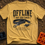 Offline Off The Leash - T-Shirt in Mustard - A black and white illustration of a dog leash that has a standard metal snap...