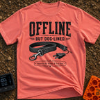 Offline Off The Leash - T-Shirt in Watermelon - A black and white illustration of a dog leash that has a standard metal...