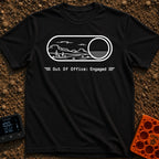 Desert Duty On - T-Shirt in Black - A minimalist line-art drawing of a digital toggle switch flipped to the "on"...