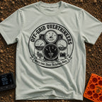 The Overthinkers Union - T-Shirt in Bay - A circular, distressed black-and-white graphic featuring four analog gauges...