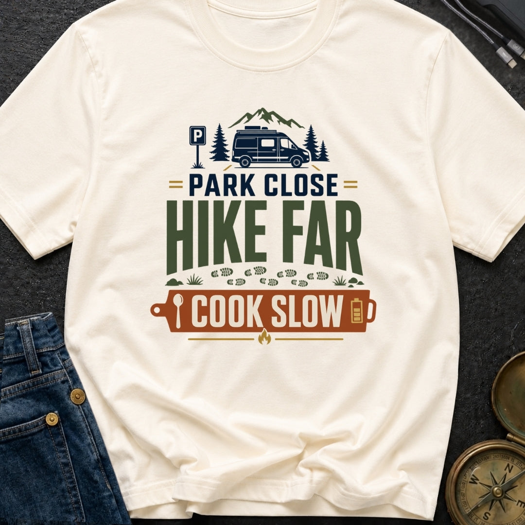 Park Close Hike Far Cook Slow - T-Shirt