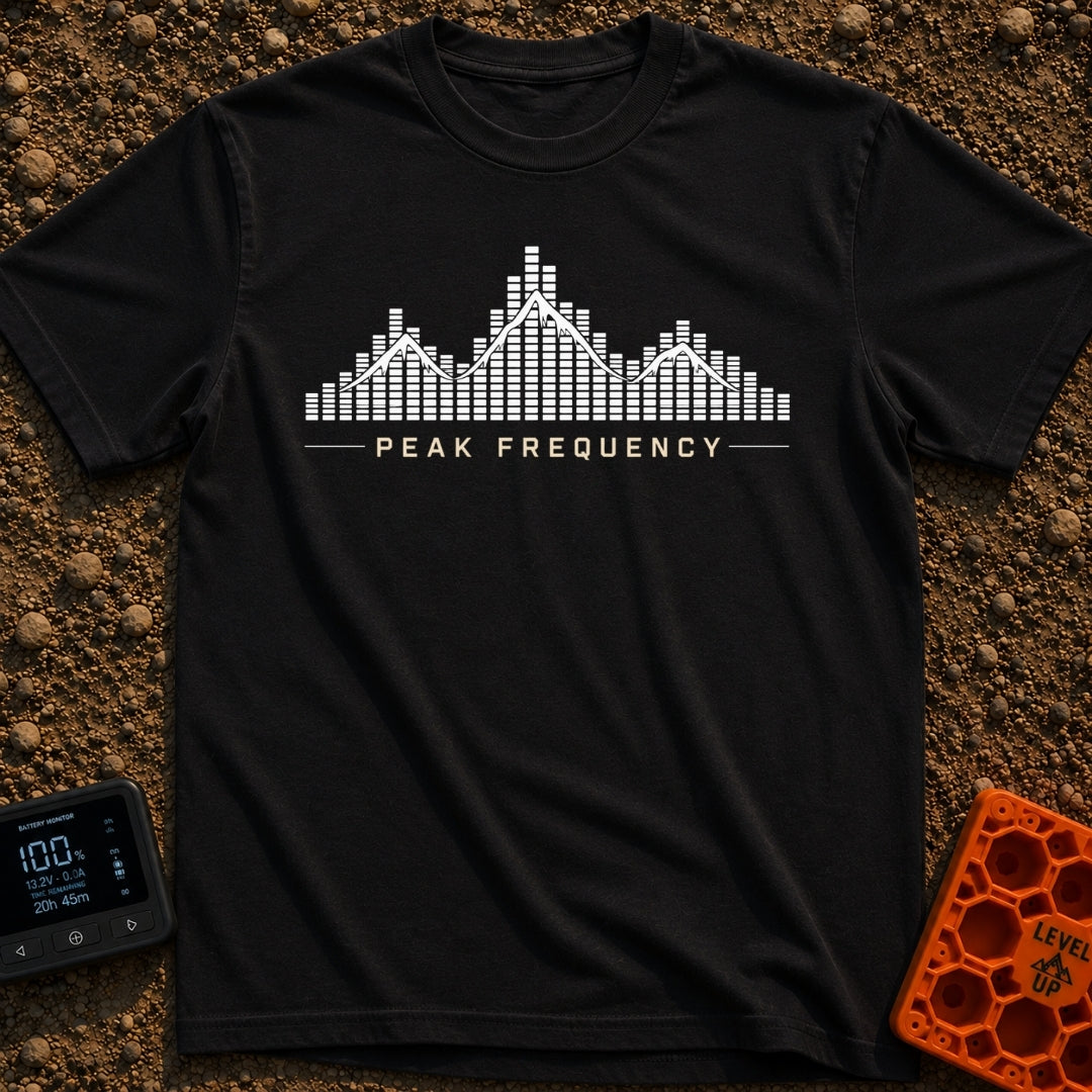 Turn Up The Altitude - T-Shirt in Black - A graphic of vertical black bars resembling an audio equalizer or digital...