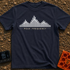 Turn Up The Altitude - T-Shirt in Navy - A graphic of vertical black bars resembling an audio equalizer or digital signal...