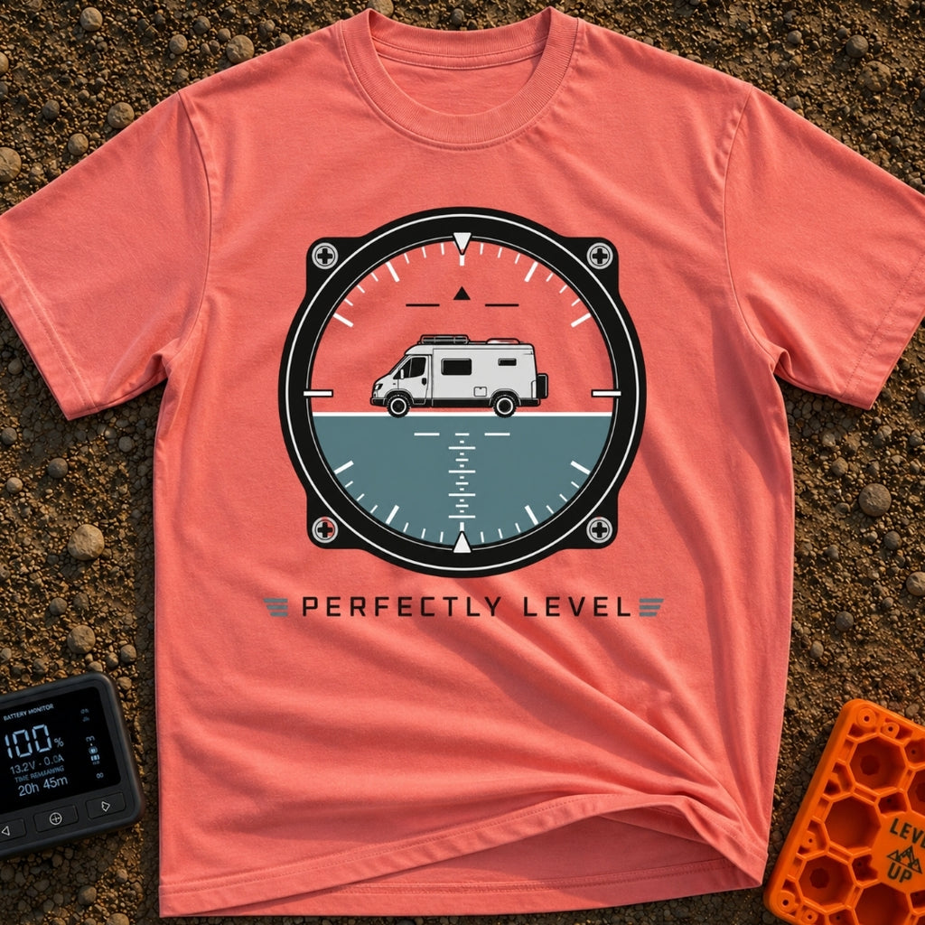 Adjust Your Attitude - T-Shirt in Watermelon - The artwork features an aircraft-style attitude indicator gauge with a...