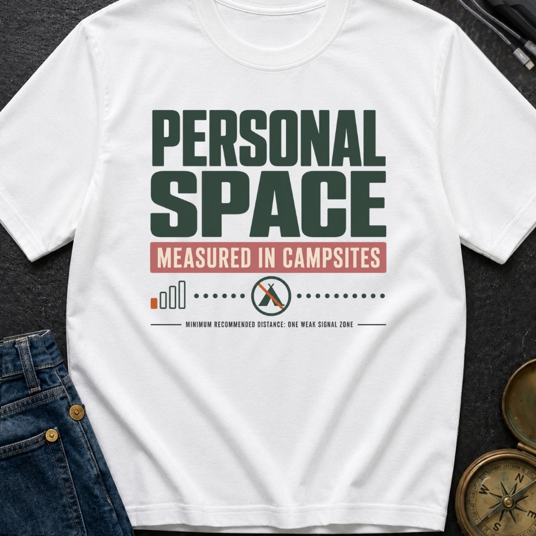 Personal Space Measured In Campsites - T-Shirt