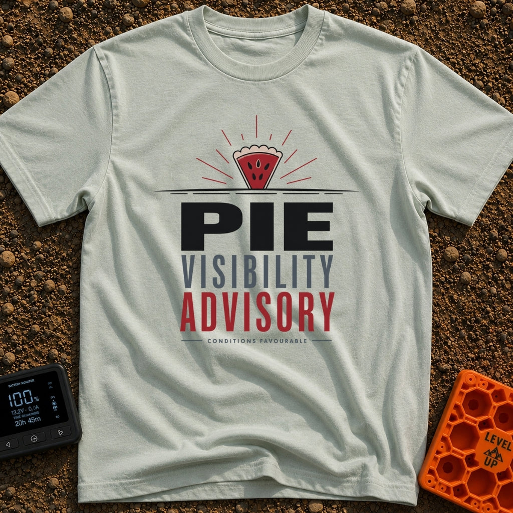 Zero Pie Visibility - T-Shirt in Bay - A graphic showing a slice of pie radiating lines like a sunburst over a horizontal...
