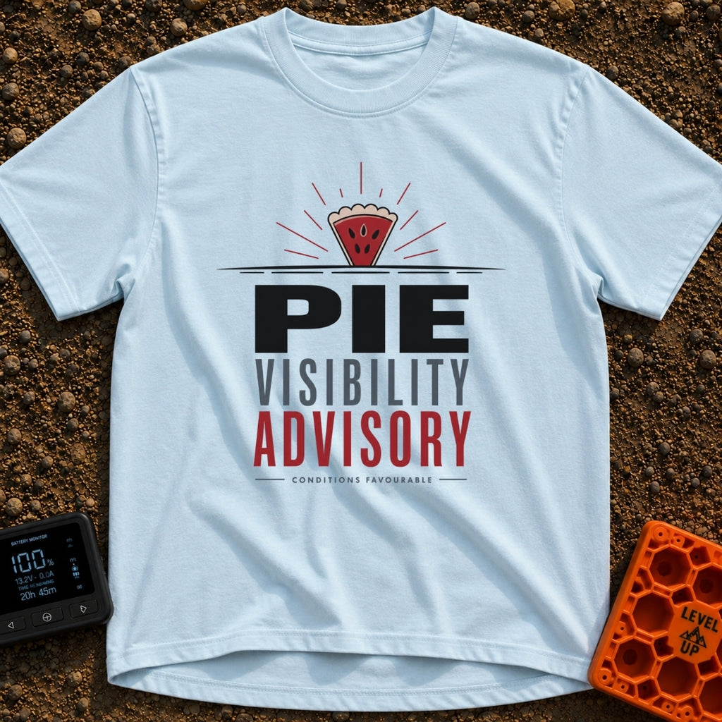 Zero Pie Visibility - T-Shirt in Chambray - A graphic showing a slice of pie radiating lines like a sunburst over a...