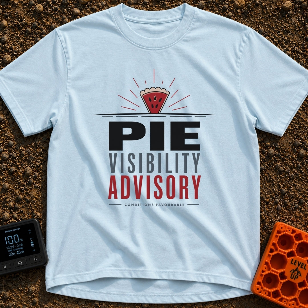 Zero Pie Visibility - T-Shirt in Chambray - A graphic showing a slice of pie radiating lines like a sunburst over a...