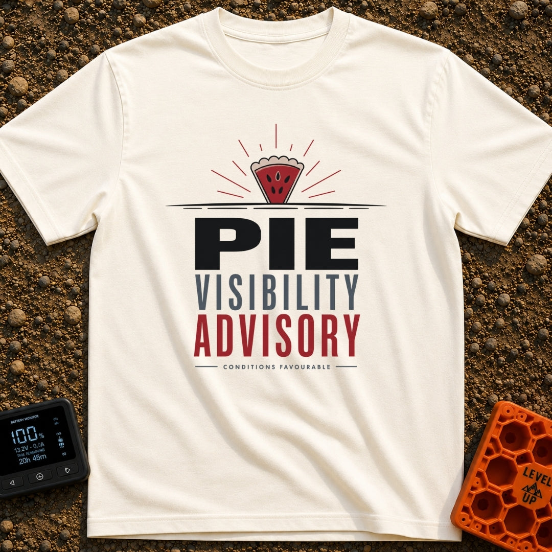 Zero Pie Visibility - T-Shirt in Ivory - A graphic showing a slice of pie radiating lines like a sunburst over a...