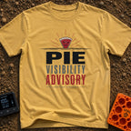 Zero Pie Visibility - T-Shirt in Mustard - A graphic showing a slice of pie radiating lines like a sunburst over a...