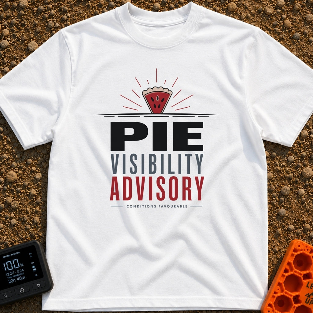 Zero Pie Visibility - T-Shirt in White - A graphic showing a slice of pie radiating lines like a sunburst over a...