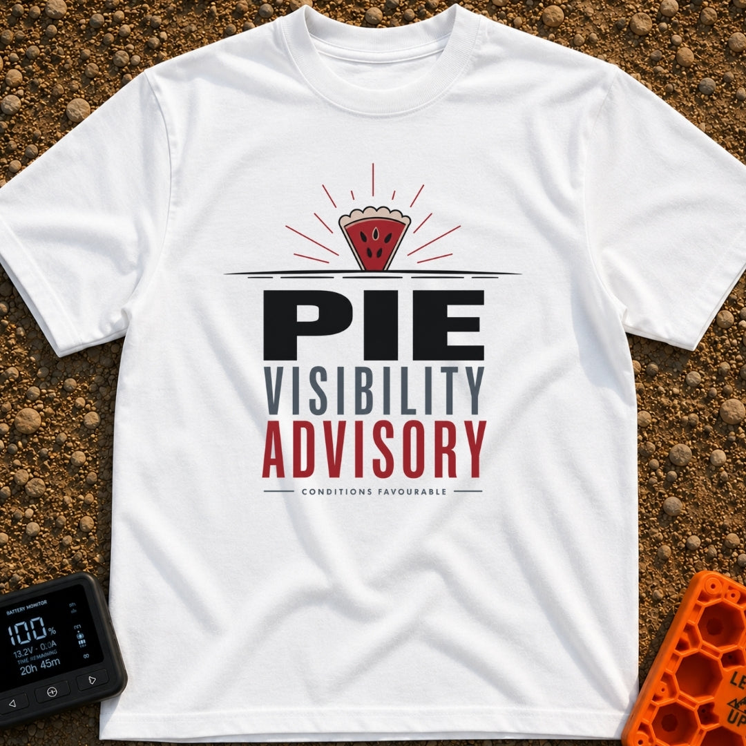 Zero Pie Visibility - T-Shirt in White - A graphic showing a slice of pie radiating lines like a sunburst over a...