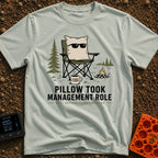 Pillow CEO Vibes - T-Shirt in Bay - A cartoon illustration of a large pillow wearing sunglasses sitting in a green...