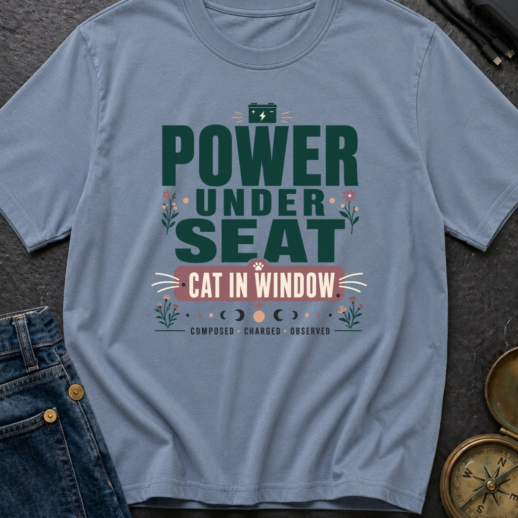 Power Under Seat Cat In Window - T-Shirt