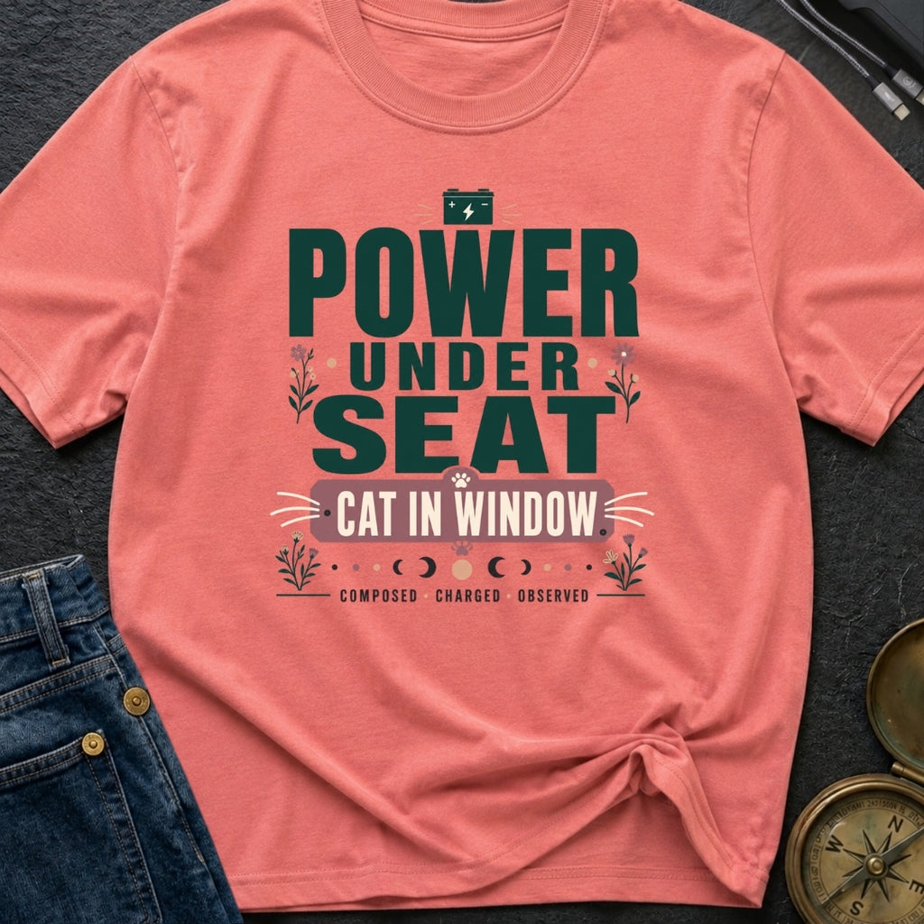 Power Under Seat Cat In Window - T-Shirt