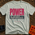 All Charge No Show - T-Shirt in Bay - A typographic design with the large red word "POWER" above a dark banner reading...