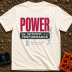 All Charge No Show - T-Shirt in Ivory - A typographic design with the large red word "POWER" above a dark banner reading...