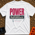All Charge No Show - T-Shirt in White - A typographic design with the large red word "POWER" above a dark banner reading...