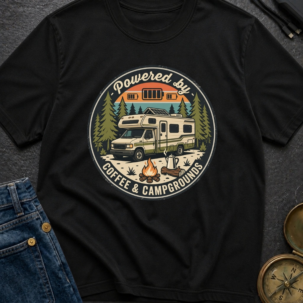 Powered By Coffee and Campgrounds - T-Shirt