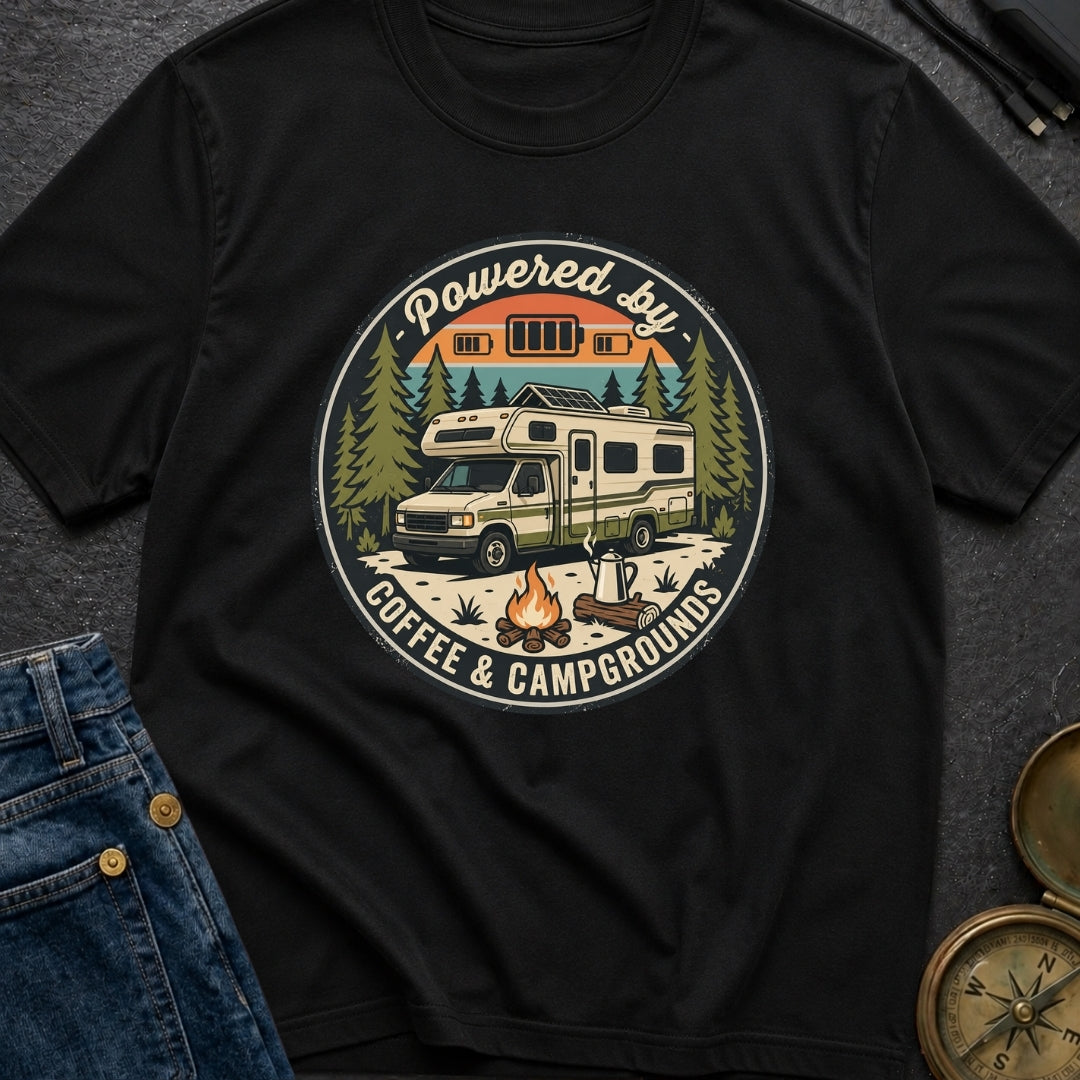 Powered By Coffee and Campgrounds - T-Shirt