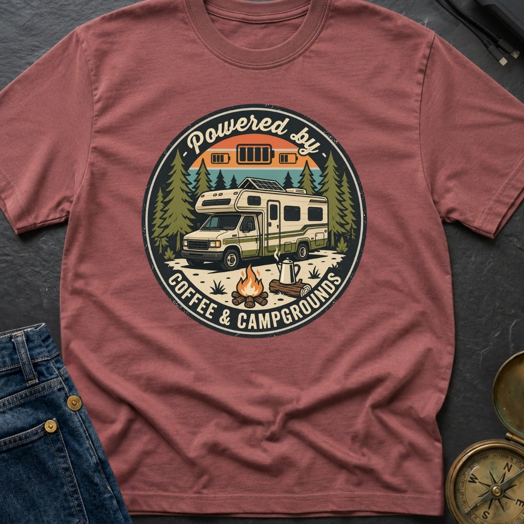 Powered By Coffee and Campgrounds - T-Shirt