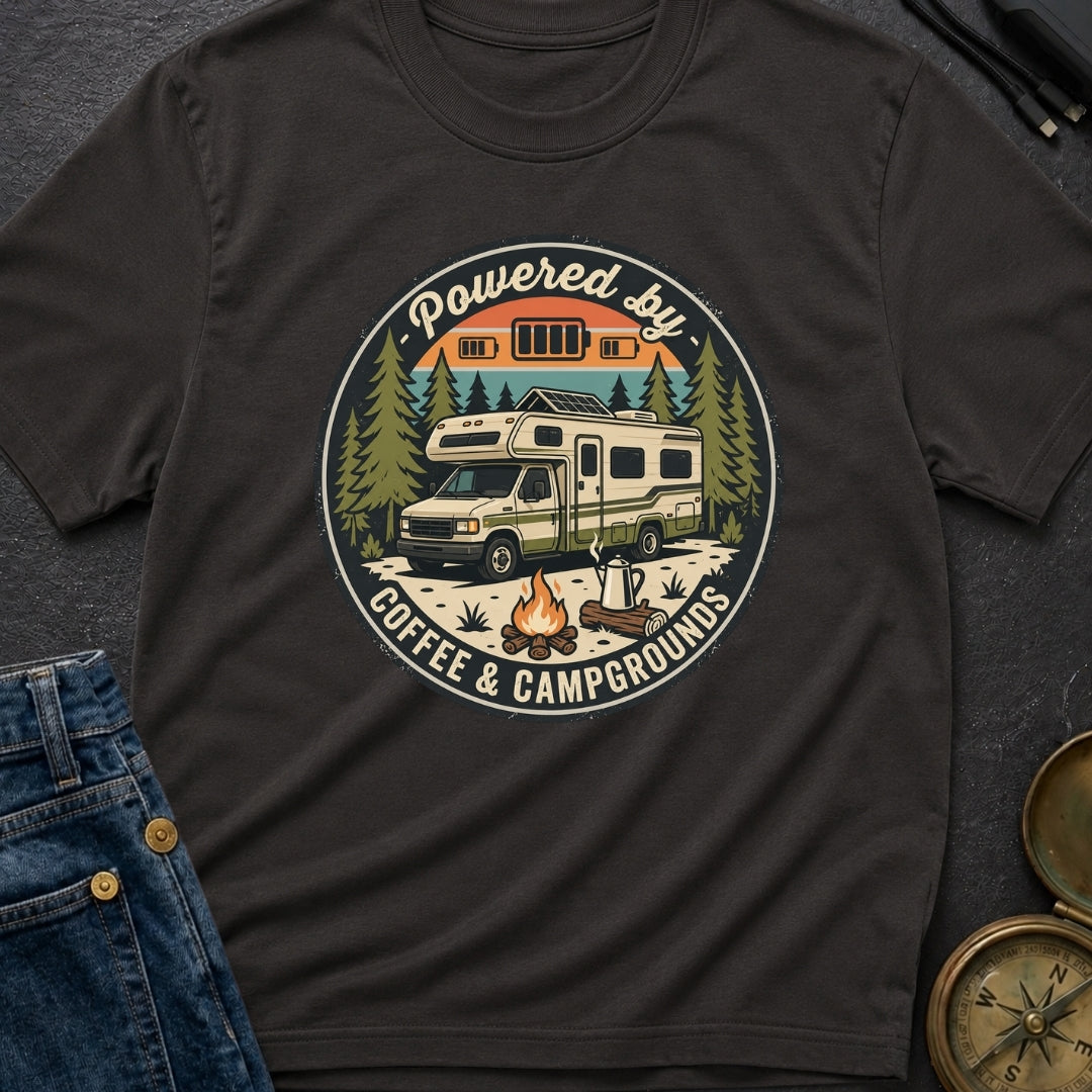 Powered By Coffee and Campgrounds - T-Shirt
